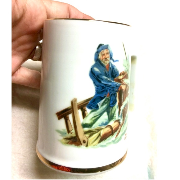VTG 1985 NORMAN ROCKWELL Braving The Storm Tankard Mug Seafarer's Collection - Picture 4 of 7